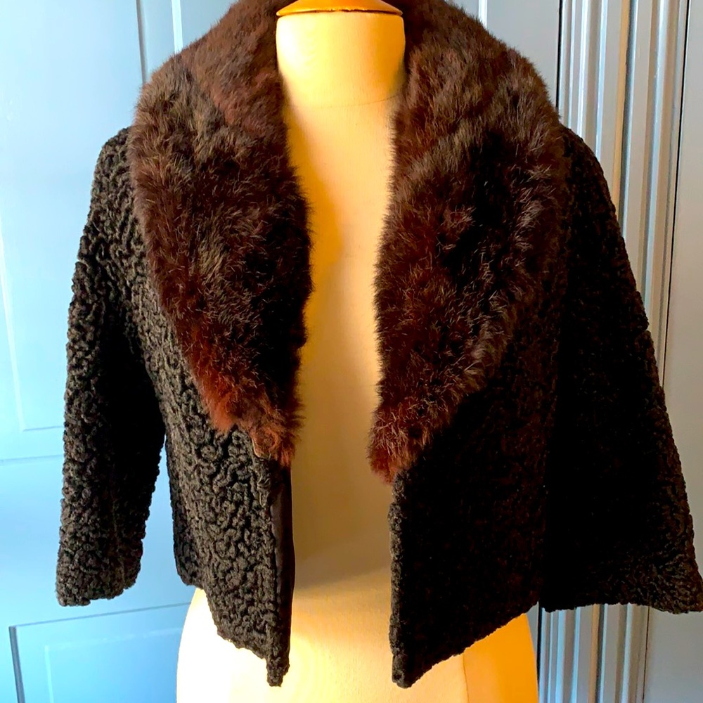Vintage faux Persian Lamb Curly Lamb Jacket Bolero